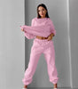 Ensemble deux pièces en velours rose avec sweatshirt à col rond pour Femme - Emilia Lane