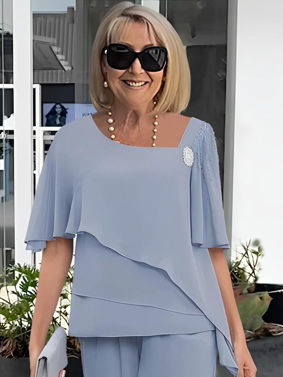 Completo Due Pezzi Elegante con Maniche Volant per Donna | Ideale per la Primavera
