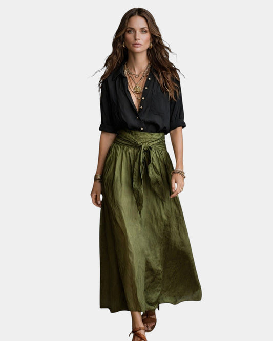 Ensemble Jupe Midi Taille Haute et Chemise pour Femme | Idéal pour le Quotidien - Emilia Lane