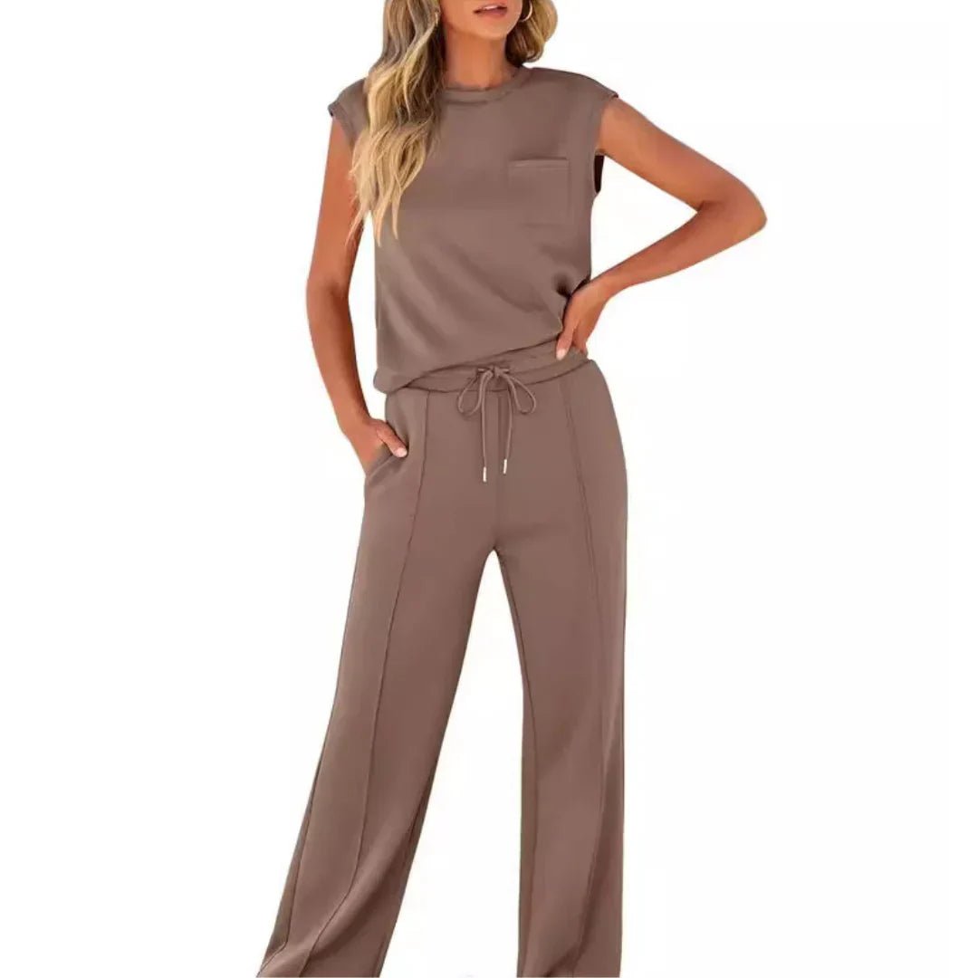 Ensemble pantalon décontracté sans manches pour femmes - Emilia Lane
