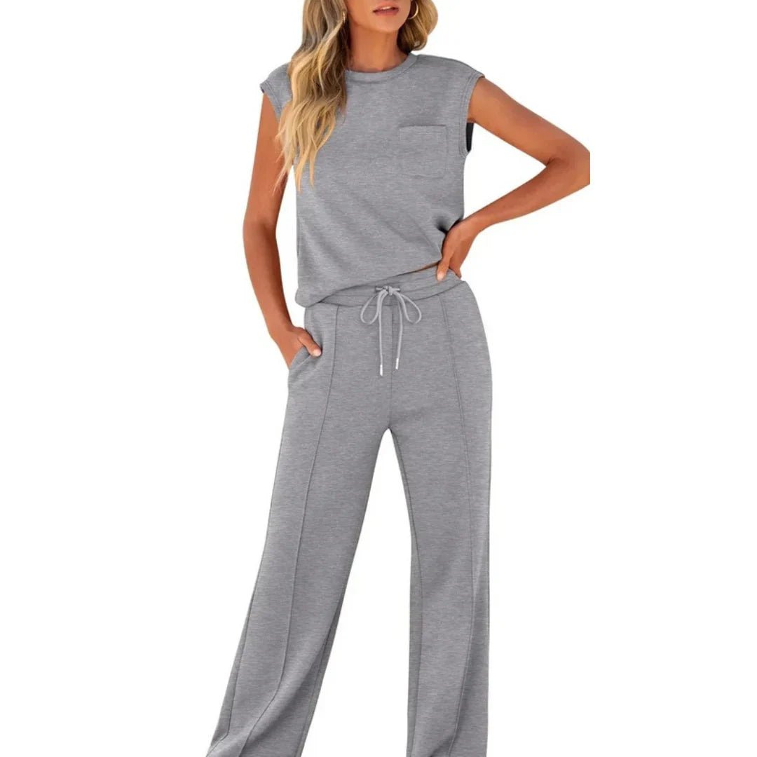 Ensemble pantalon décontracté sans manches pour femmes - Emilia Lane