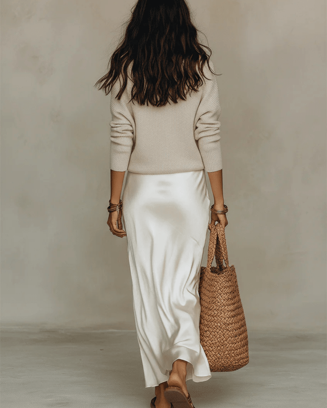 Ensemble Robe Midi Satinée et Pull en Laine pour Femme | Idéal pour le Quotidien - Emilia Lane