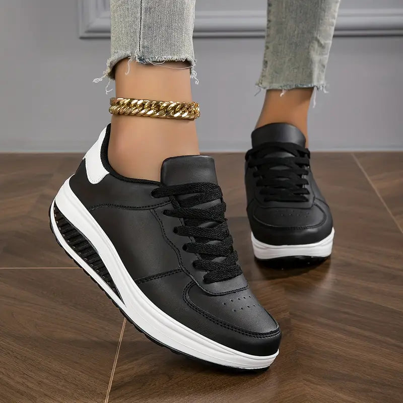 Scarpe con Zeppa Confortevoli in Finta Pelle per Donna
