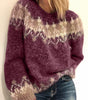 Maglione jacquard con collo tondo e taglio ampio per donna