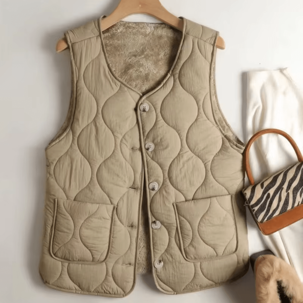 Gilet senza maniche trapuntato e caldo per donna