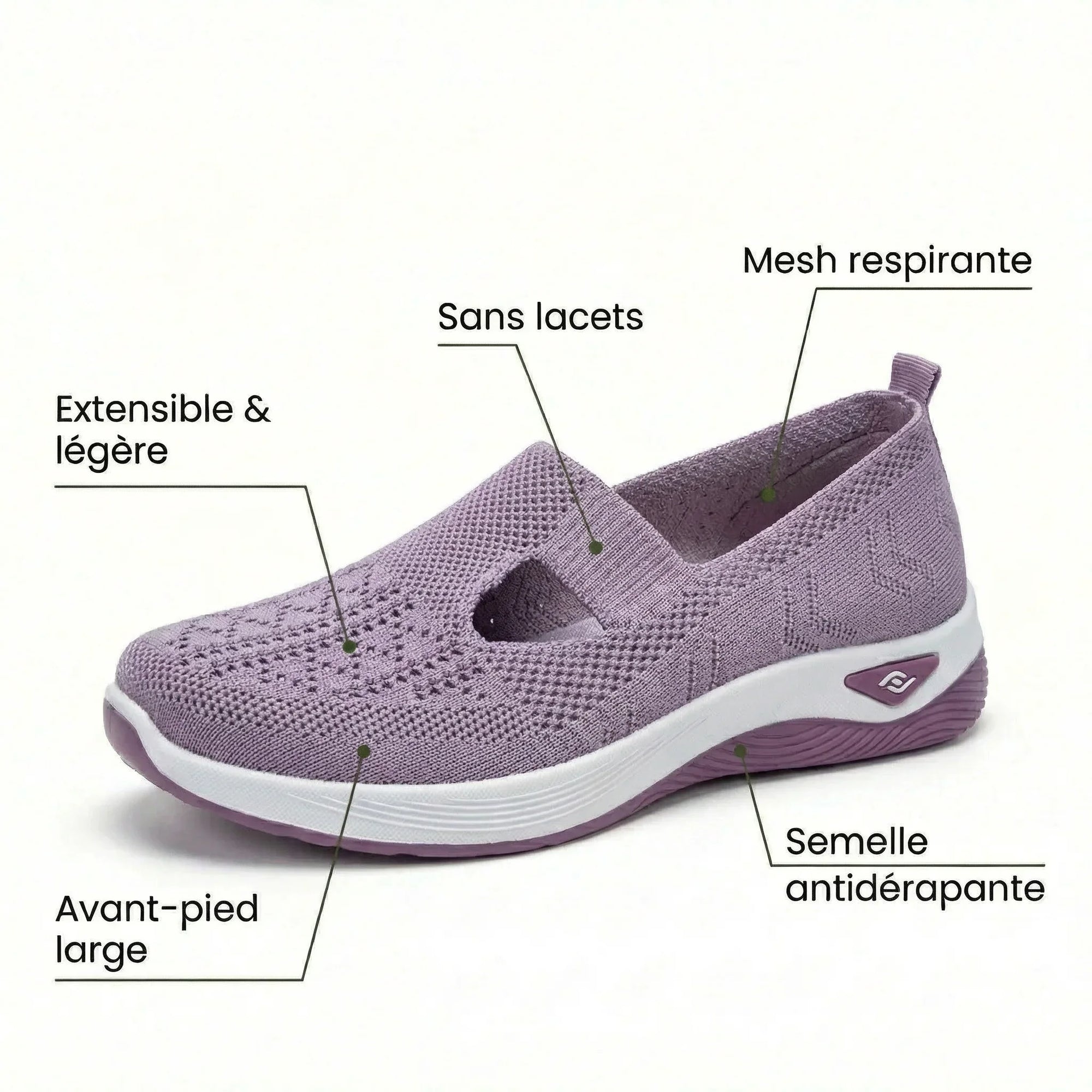 Sneaker comoda e leggera senza lacci in maglia per donna