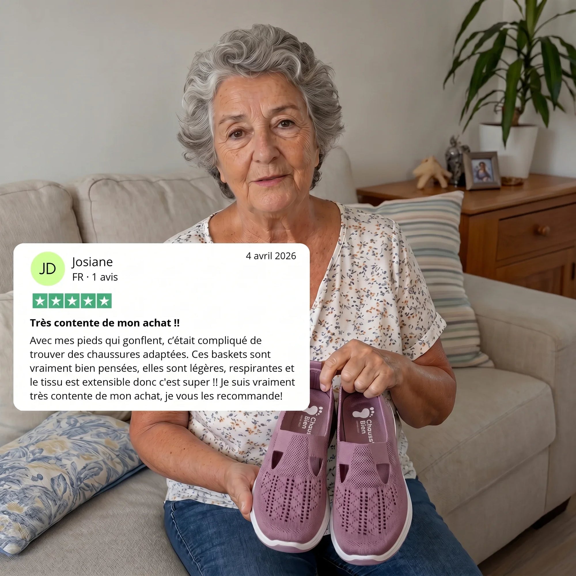 Sneaker comoda e leggera senza lacci in maglia per donna