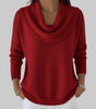 Maglione rosso ampio in maglia con collo a scialle e maniche lunghe  