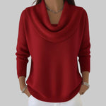 Maglione rosso ampio in maglia con collo a scialle e maniche lunghe  