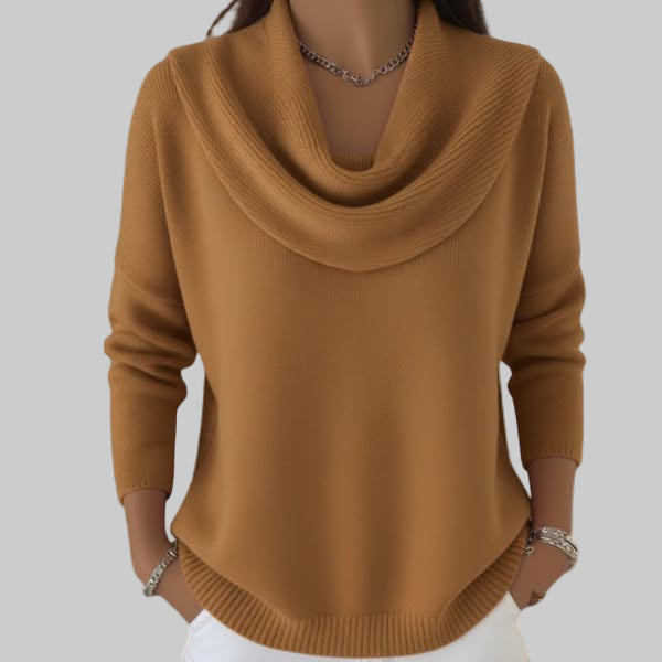Maglione rosso ampio in maglia con collo a scialle e maniche lunghe  