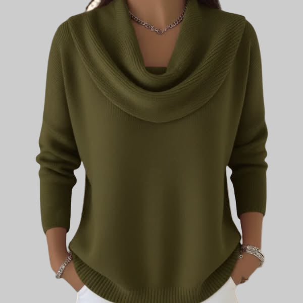 Maglione rosso ampio in maglia con collo a scialle e maniche lunghe  
