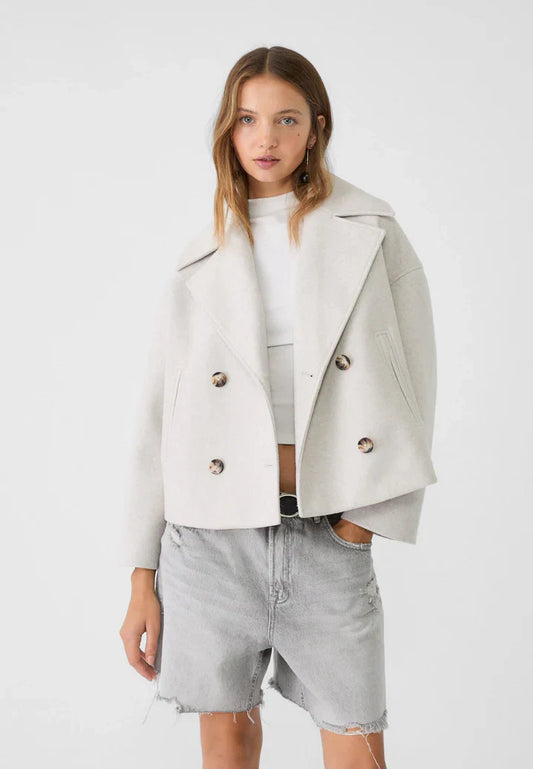 Veste courte à double boutonnage pour femme