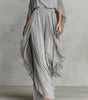 Completo in chiffon con spalle scoperte e pantaloni larghi da donna | Ideale per l'estate