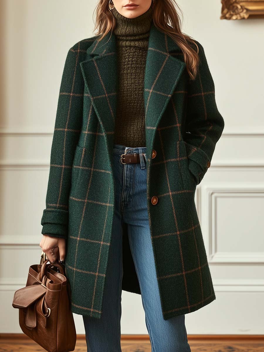 Cappotto a quadri in tessuto effetto lana da donna