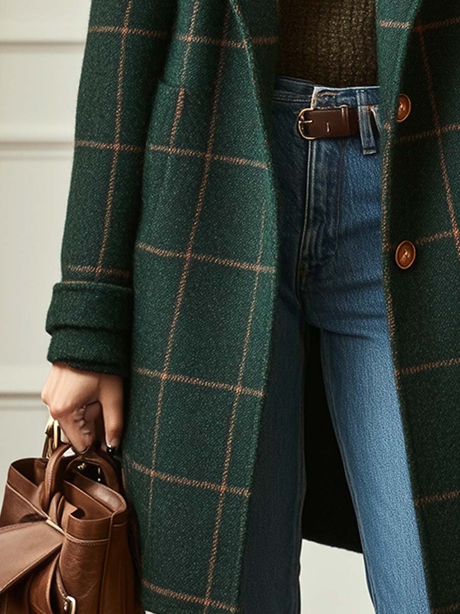 Cappotto a quadri in tessuto effetto lana da donna