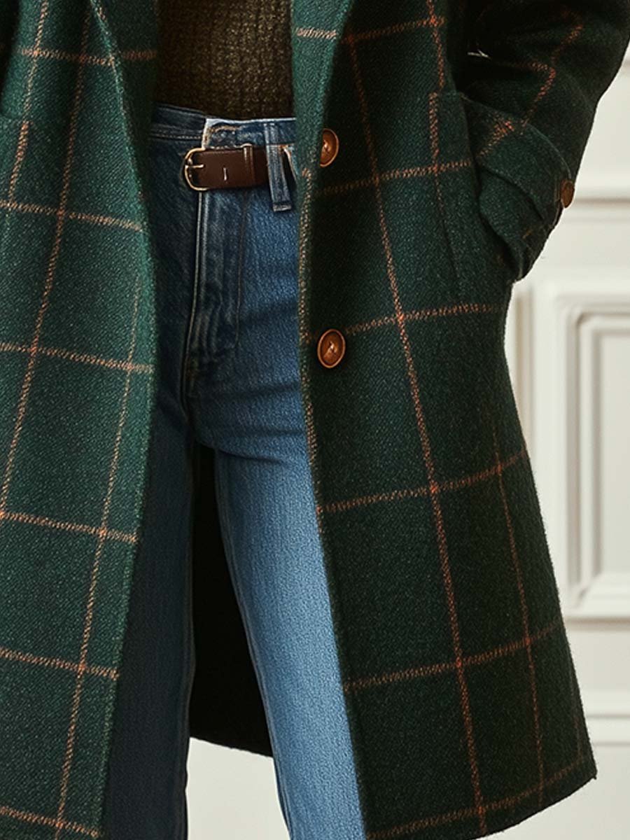 Cappotto a quadri in tessuto effetto lana da donna