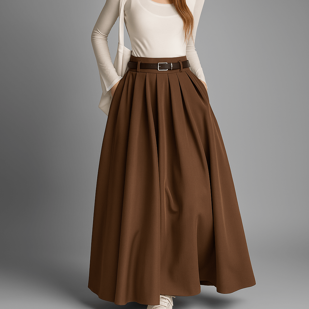 Jupe plissée longue haute taille pour Femme - Emilia Lane