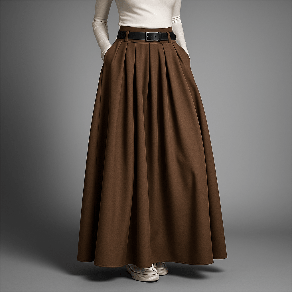 Jupe plissée longue haute taille pour Femme - Emilia Lane