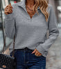 Maglione ampio con collo a zip e coste, maniche lunghe da donna  