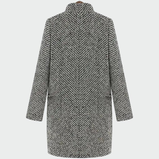 Cappotto lungo con motivo pied de poule da donna