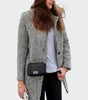 Cappotto lungo con motivo pied de poule da donna