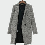 Cappotto lungo con motivo pied de poule da donna