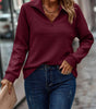 Maglione ampio con collo a zip e coste, maniche lunghe da donna  