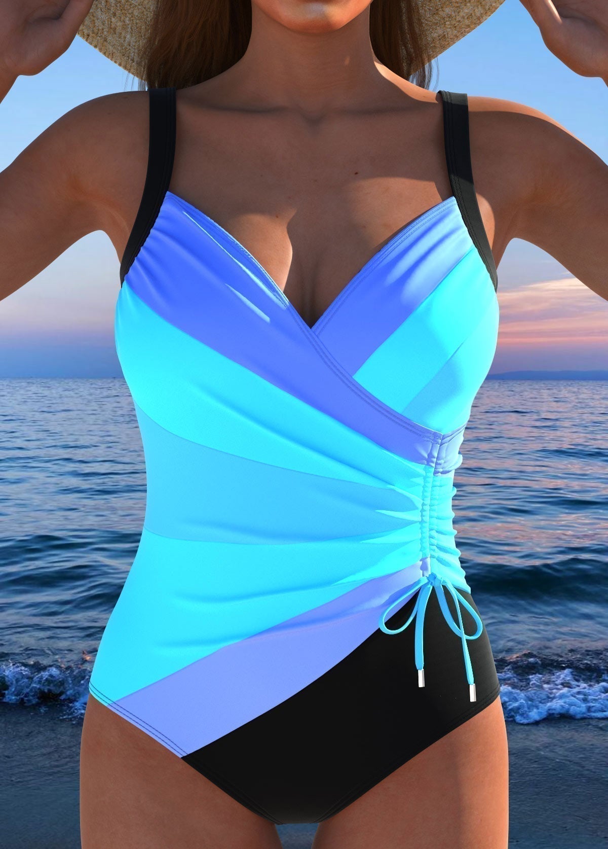 Maillot de Bain Imprimé Décolleté Croisé pour Femme - Emilia Lane