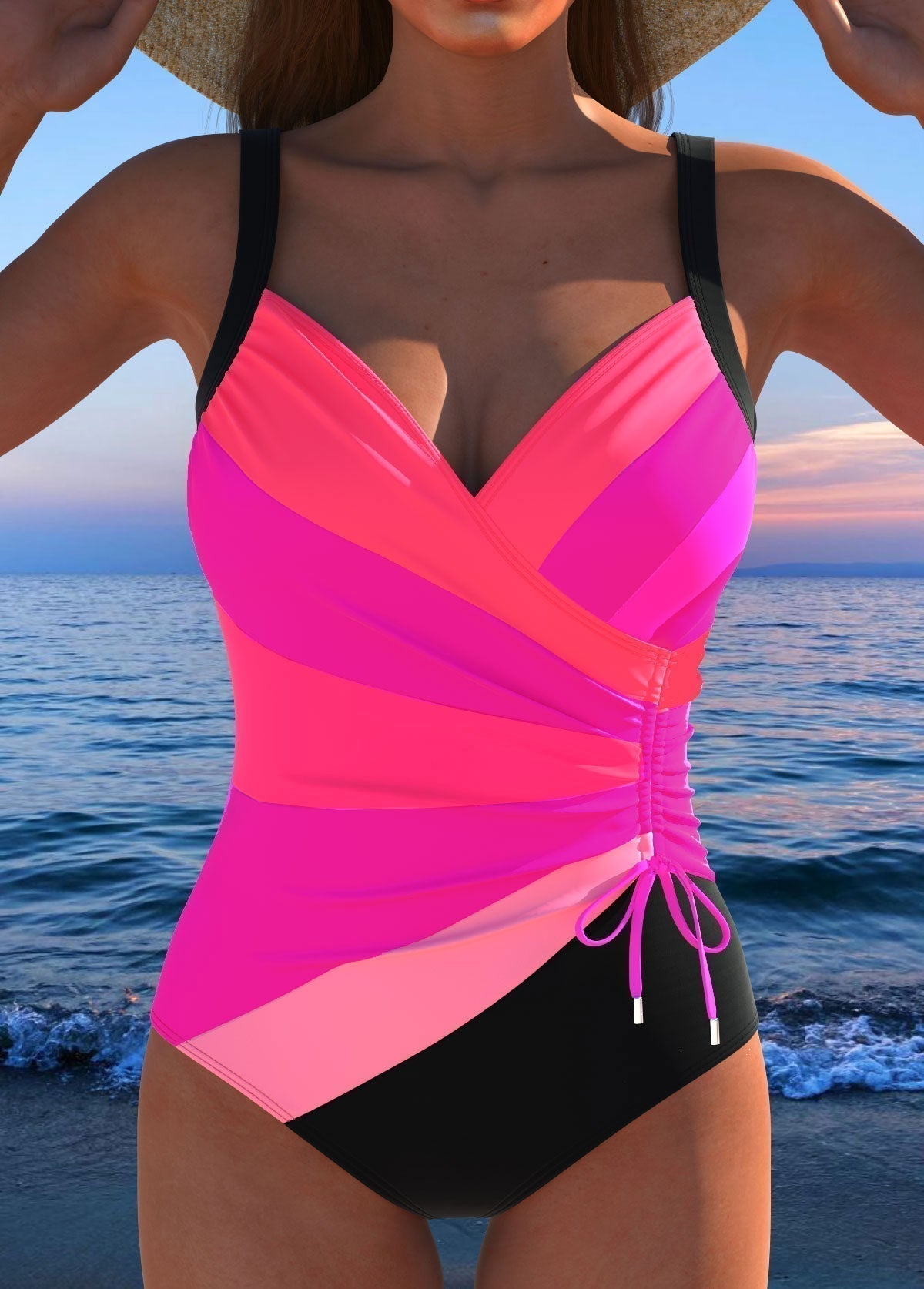 Maillot de Bain Imprimé Décolleté Croisé pour Femme - Emilia Lane