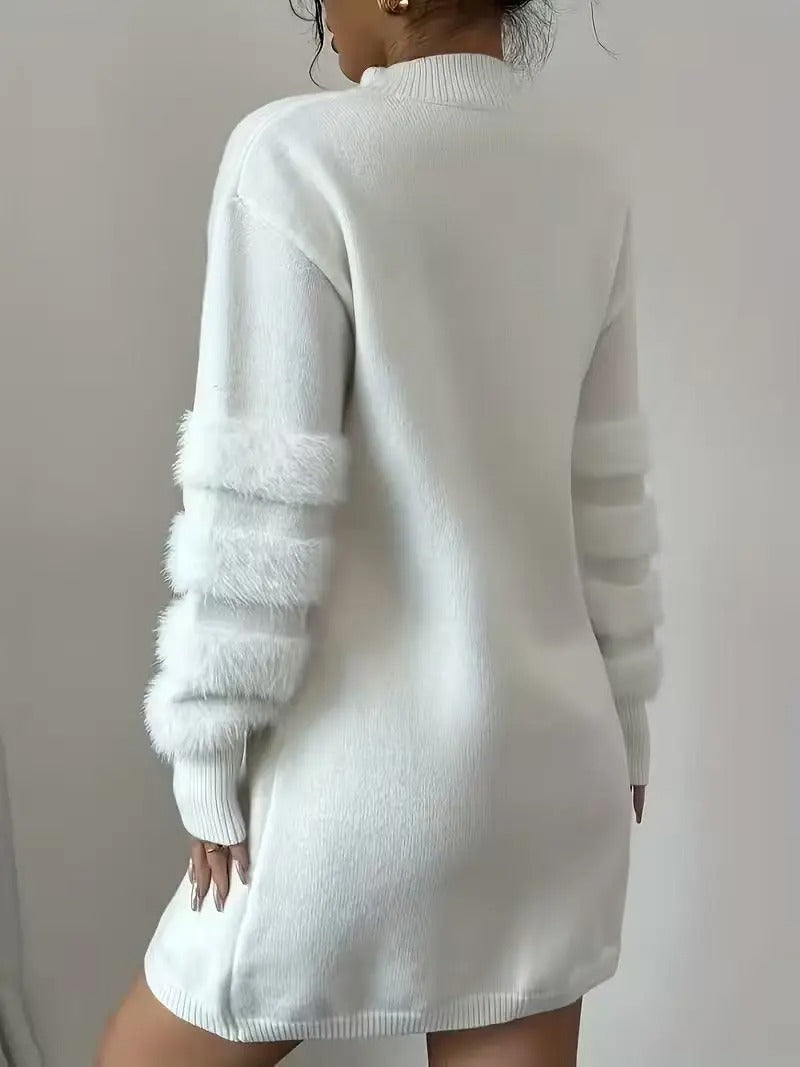 Vestito maglione mini in maglia con maniche lunghe e taglio ampio da donna