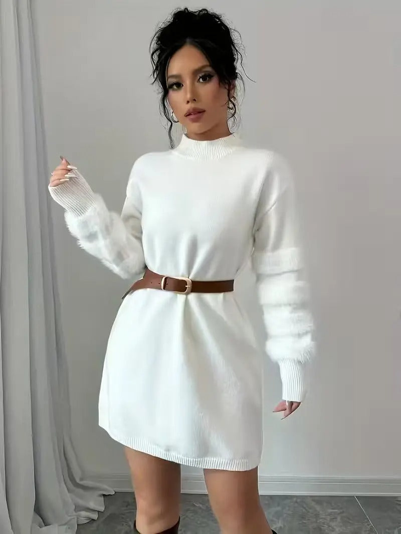 Vestito maglione mini in maglia con maniche lunghe e taglio ampio da donna