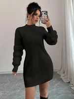 Vestito maglione mini in maglia con maniche lunghe e taglio ampio da donna