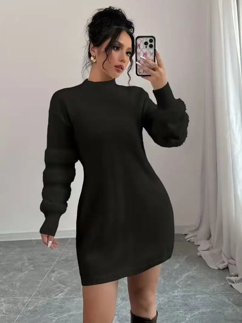 Vestito maglione mini in maglia con maniche lunghe e taglio ampio da donna