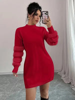 Vestito maglione mini in maglia con maniche lunghe e taglio ampio da donna