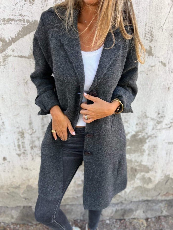 Manteau boutonné à col tailleur pour Femmes - Emilia Lane