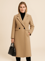 Manteau Long en Laine Mélangée à Double Boutonnage pour Femmes - Emilia Lane