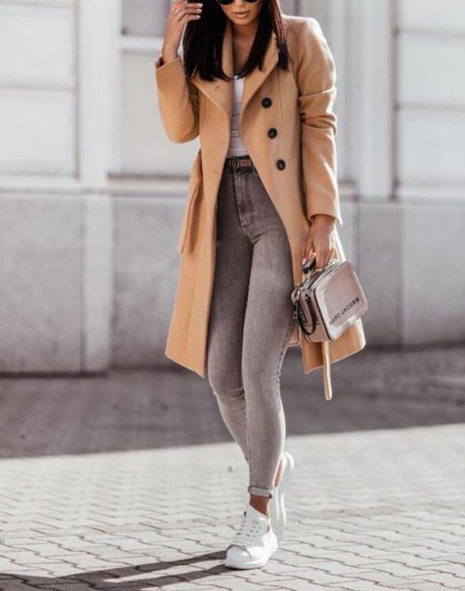 Manteau long femme avec ceinture - Emilia Lane