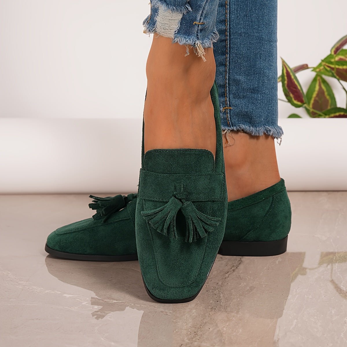 Mocassino Confort in Camoscio con Frange da Donna