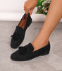 Mocassino Confort in Camoscio con Frange da Donna