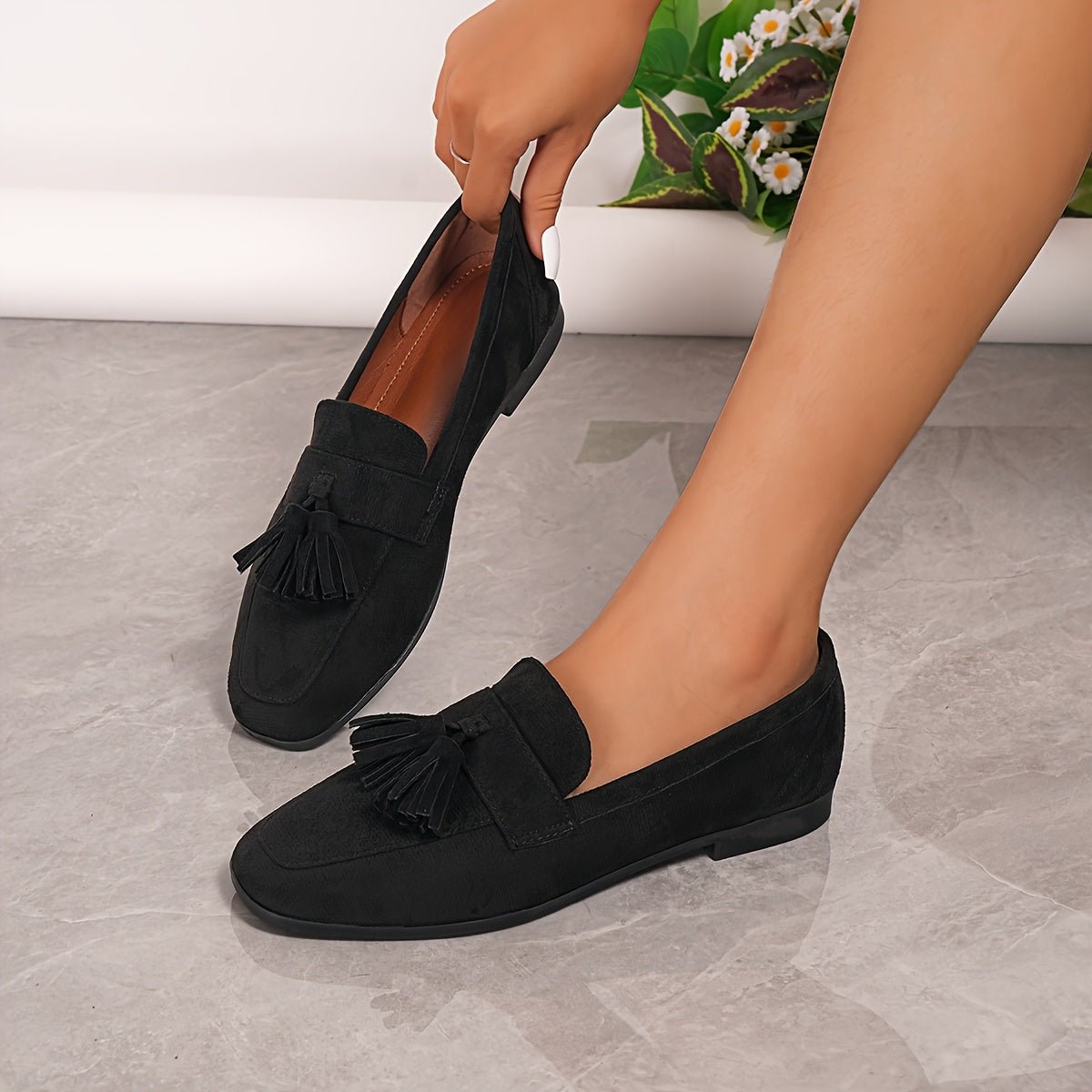 Mocassino Confort in Camoscio con Frange da Donna