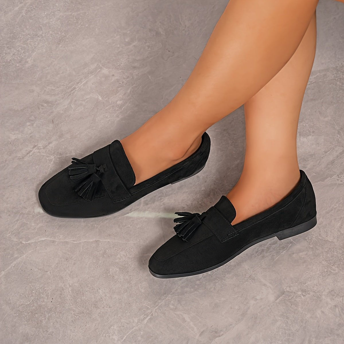 Mocassino Confort in Camoscio con Frange da Donna