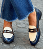Mocassino Bicolore Penny Loafer in Similpelle Verniciata da Donna