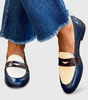 Mocassino Bicolore Penny Loafer in Similpelle Verniciata da Donna