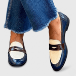 Mocassino Bicolore Penny Loafer in Similpelle Verniciata da Donna