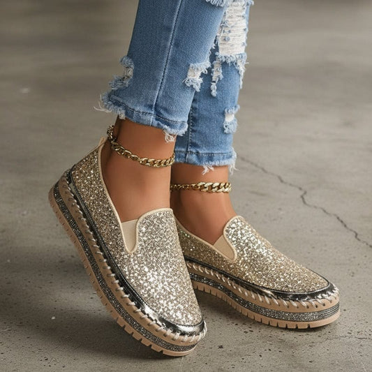 Mocassins à Plateforme Pailletée pour Femmes - Emilia Lane