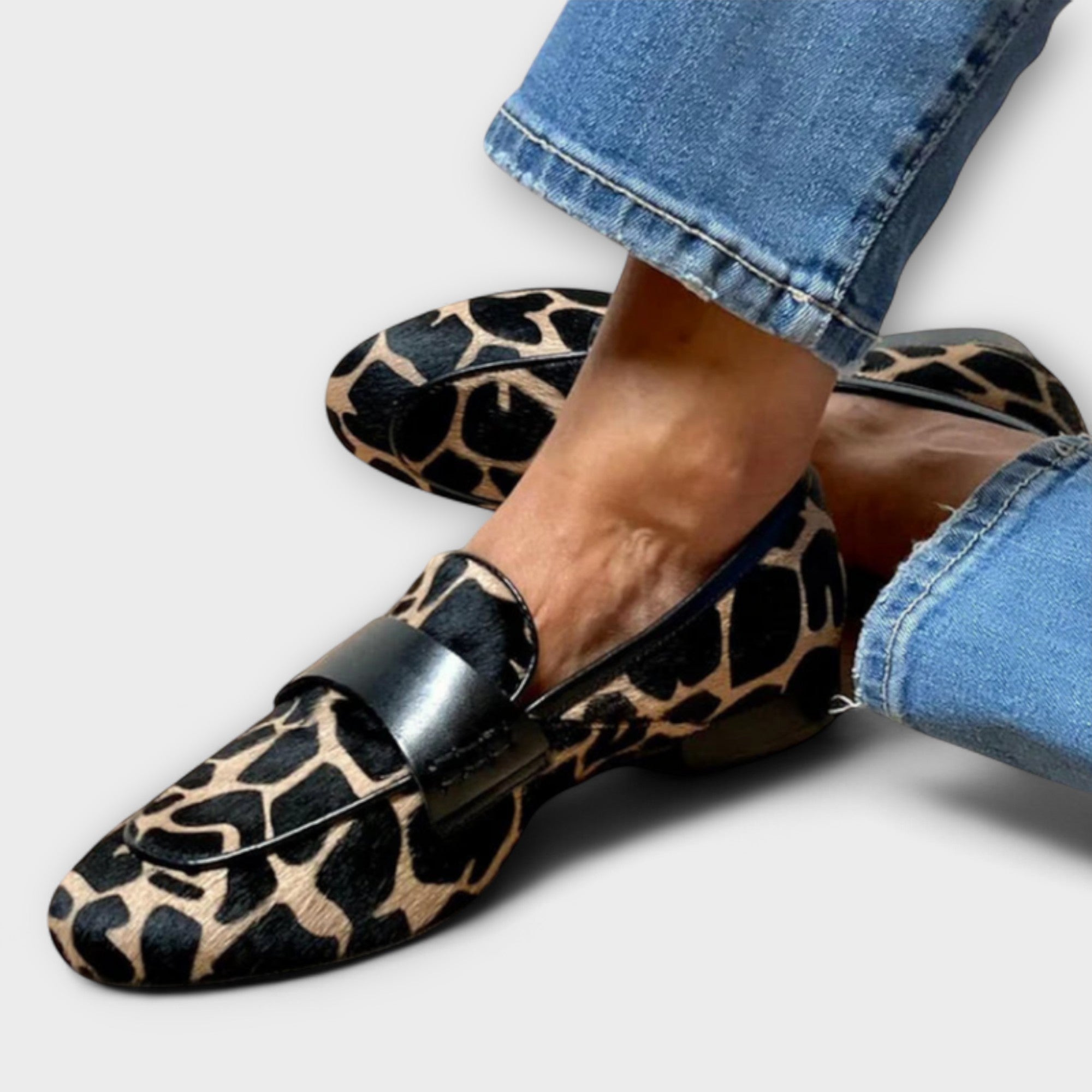 Mocassino Confort in Camoscio con Stampa Leopardo da Donna