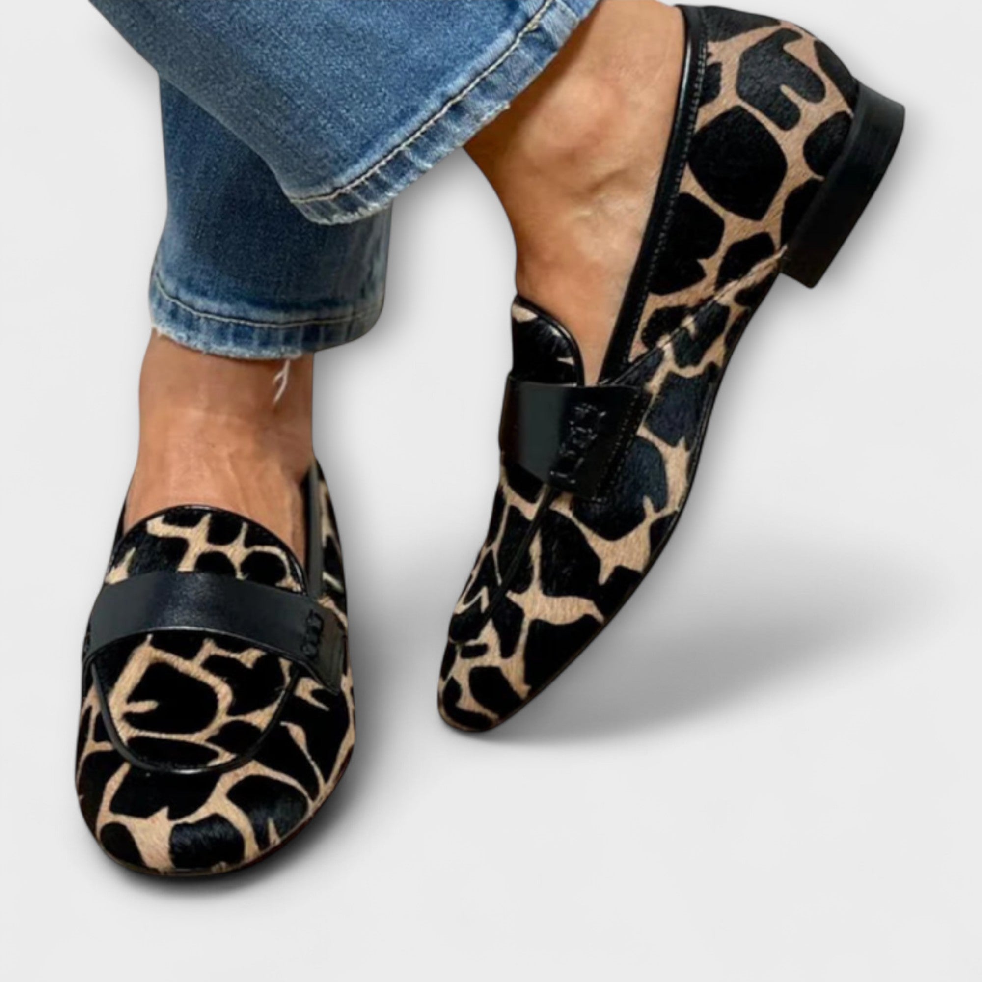 Mocassino Confort in Camoscio con Stampa Leopardo da Donna