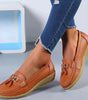 Mocassino Confort in Pelle con Nappina e Fibbia Dorata da Donna