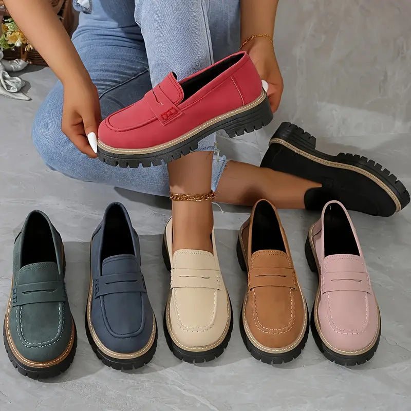 Mocassino Penny Loafer in similpelle con suola platform per donna