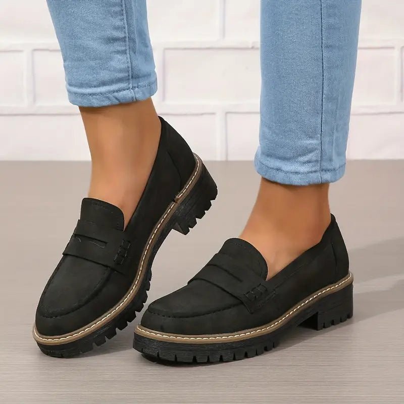 Mocassino Penny Loafer in similpelle con suola platform per donna